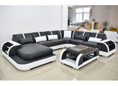 Sofa Couch Upholstery Corner Suite Fabric Sofas Leather Corner sofa U-shape Living landscape