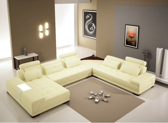 Leather sofa with USB Sofa Upholstery Seat Corner Living landscape Couch Corner suite PH376