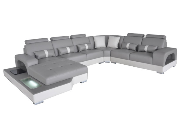 Leather Corner Sofa Living landscape Suite Design Modern Couch Sofas with USB LED new