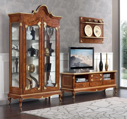 Italian Living room Wall unit TV-cabinet Tv Sideboard Wardrobe Display case Wall shelf 3-piece
