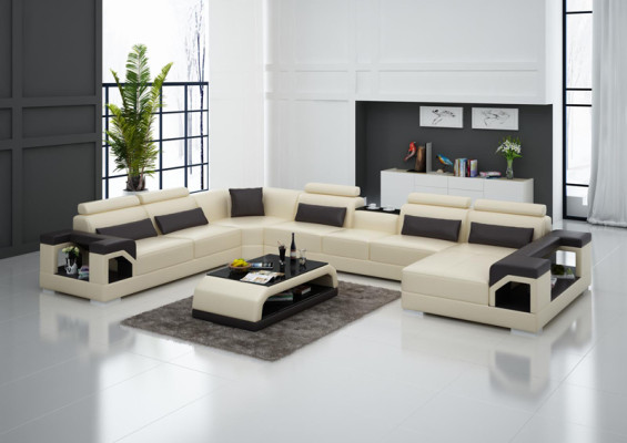 Complete Set Cushion Leather Sofa Living landscape Corner sofa Suite Modern Sofa USB