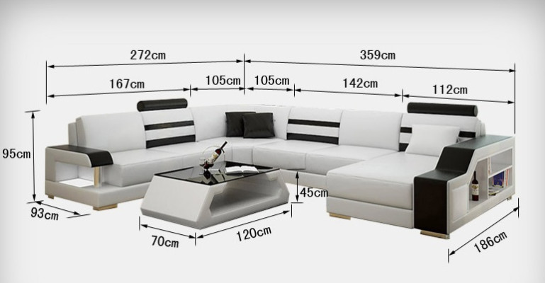 Design Sofa Corner sofa Living landscape with Shelf Upholstery Seat Suite Leather sofa USB