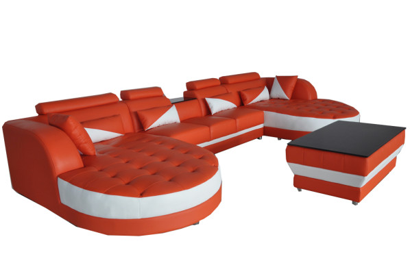 Modern Leather Sofa Corner sofa Upholstery Living room Corner sofa U-shape Living landscape USB