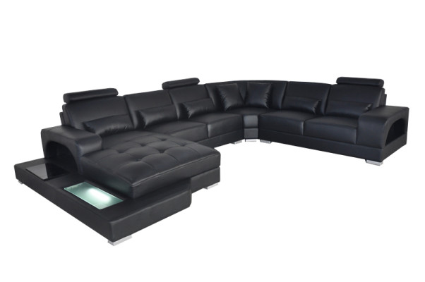 Design Leather Upholstery Seat Corner Room Sofa Corner Sofas with USB Designer Living LED