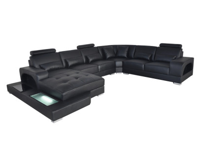 Design Leather Upholstery Seat Corner Room Sofa Corner Sofas with USB Designer Living LED