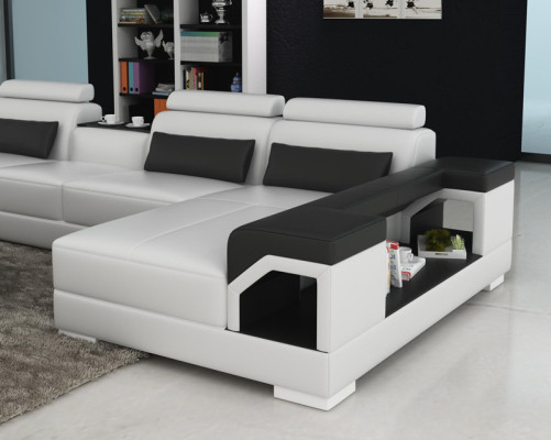 Leather sofa Couch Living landscape Corner sofa Eck Suite Design Modern Sofa G8010 new