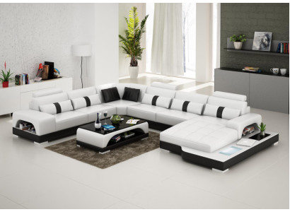 Leather sofa Couch Living landscape Corner Corner sofa Sofa Modern Design Suite