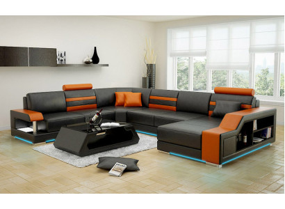 Leather sofa Couch Living landscape Corner sofa Eck Suite Design Modern new Sofa L6016