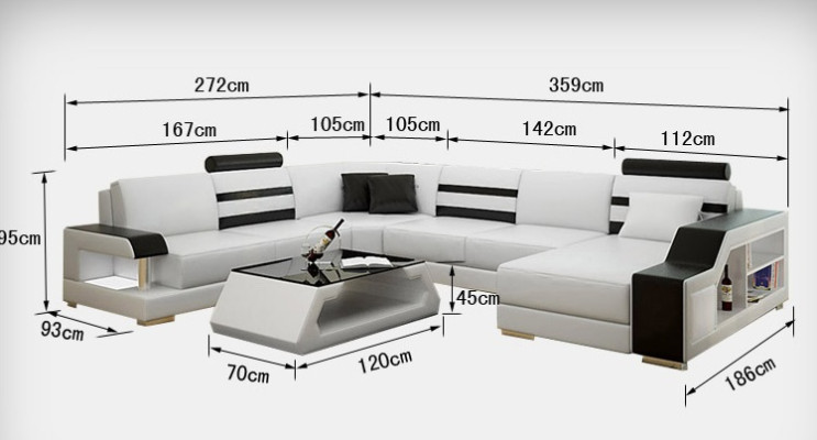 Leather sofa Couch Living landscape Corner sofa Eck Suite Design Modern new Sofa L6016