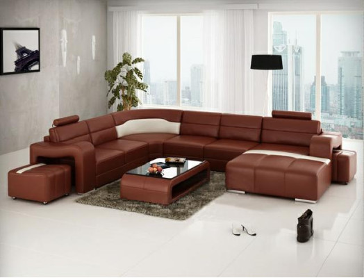 Living landscape Couch Upholstery Corner Suite Designer Leather Sofa Big Sofa new PISA