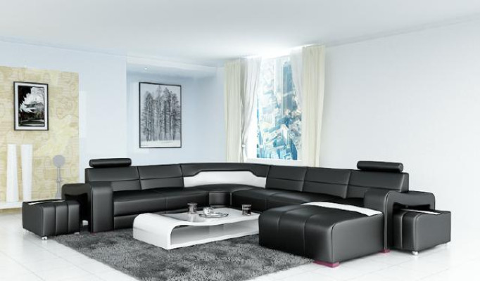 Living landscape Couch Upholstery Corner Suite Designer Leather Sofa Big Sofa new PISA