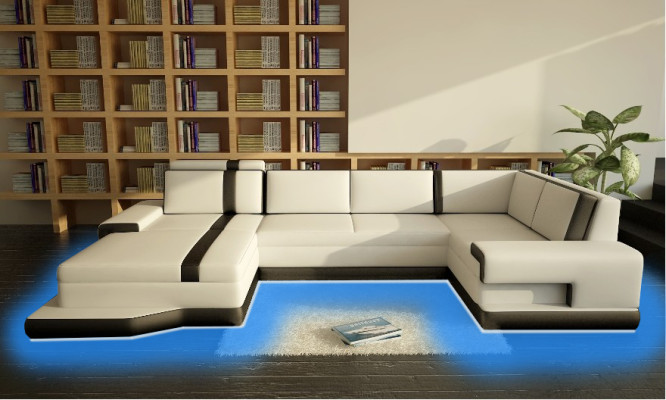 Design Big XXL U-shape Sofa Living landscape Couch Upholstery Corner sofa Seat Suite