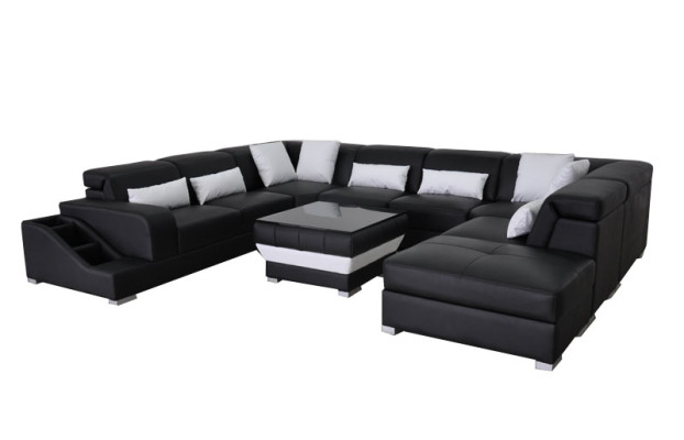 Leather Corner Sofa Corner Living landscape Suite Design Modern Couch U-shape G8008 Sofas