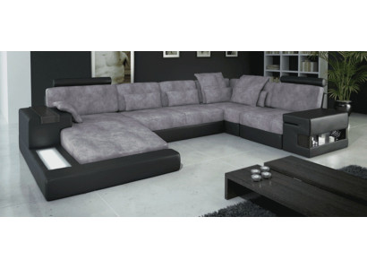 Designer Modern Luxury Textile Sofa U-shape Furniture with Bed Functions gray new