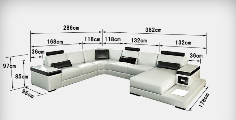 Leather sofa Couch Living landscape Corner sofa Suite Design Modern new Sofa Light USB