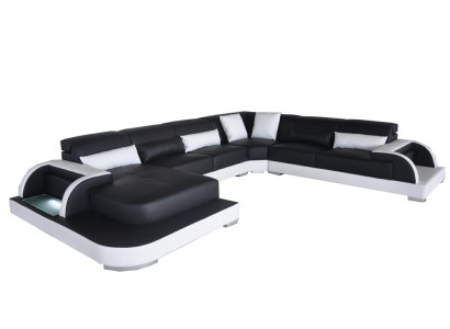 Leather Sofa with USB Living landscape Corner Suite Design Modern Sofas U-shape Couches