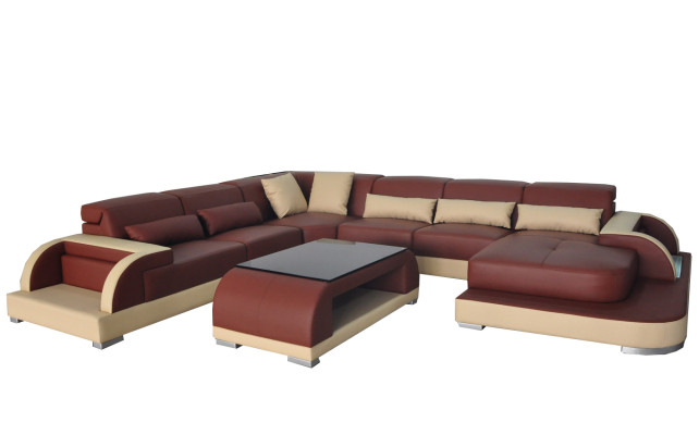 Leather Sofa with USB Living landscape Corner Suite Design Modern Sofas U-shape Couches
