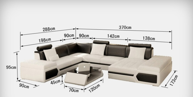 Leather sofa sofa couch living landscape corner sofa suite design modern black + USB