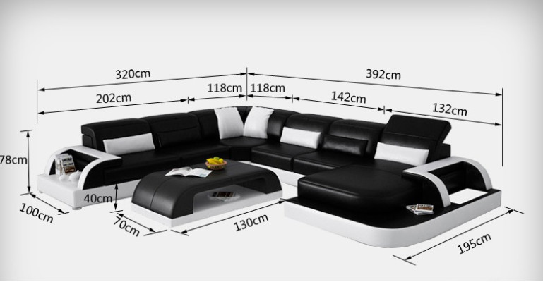 Sofa Corner sofa Design Living landscape Black Upholstery Seat Suite Leather sofa USB