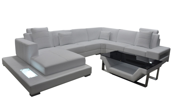 Corner Leather Sofa Couch Upholstery Corner Seat Suite Living landscape Design XXL U-shape