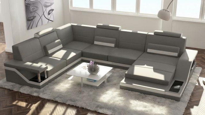 Designer U-shape Couch Corner sofa Upholstery Suite Corner suite Sofa Living landscape