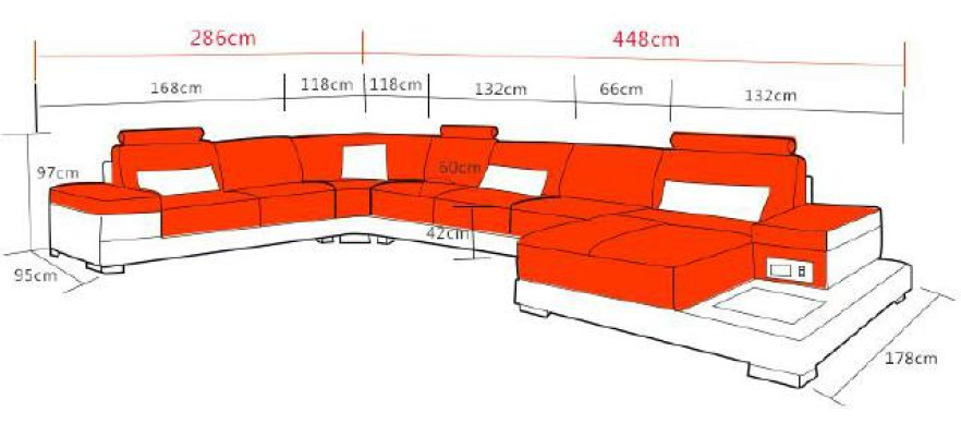 Design XXL leather sofa “Premium Comfort” with high-quality imitation leather