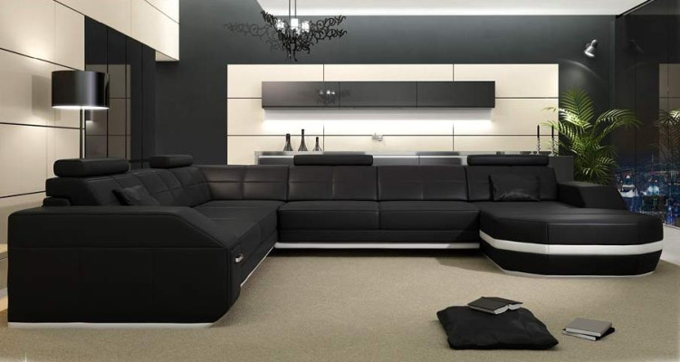 Leather sofa Couch Living landscape Corner sofa Eck Suite Design Modern Sofa C4011 new