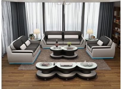 Leather sofa couch sofa set new 3+2+1 seater decor suite design modern