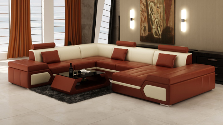 Leather sofa Sofa Couch Living landscape Corner sofa Suite Design Modern Sofa K5013