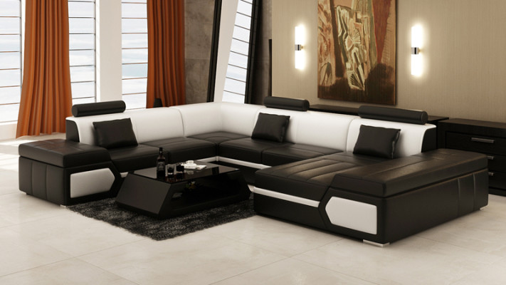 Leather sofa Sofa Couch Living landscape Corner sofa Suite Design Modern Sofa K5013