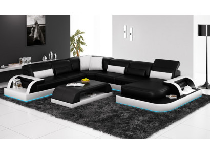 Leather sofa Couch Living landscape Corner sofa Corner Suite Design Modern new Sofa L6012
