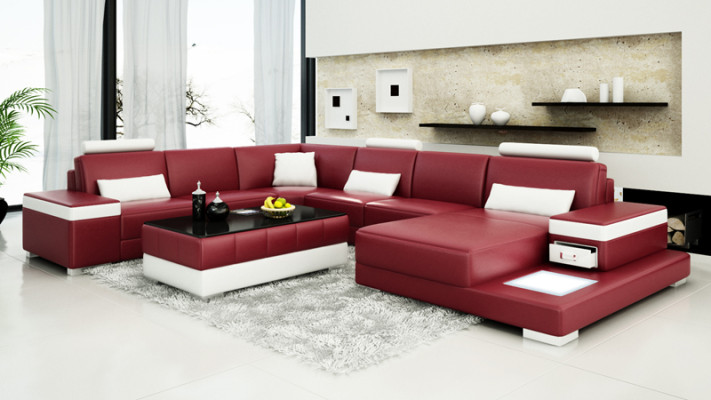 Leather sofa Couch Living landscape Corner sofa Eck Suite Design Modern new Sofa L6013
