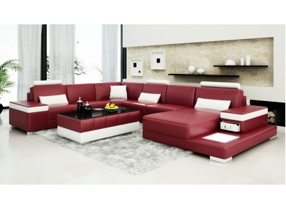 Leather sofa Couch Living landscape Corner sofa Eck Suite Design Modern new Sofa L6013