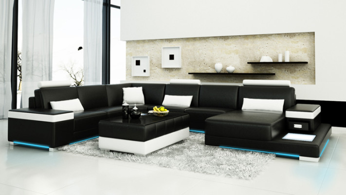 Leather sofa Couch Living landscape Corner sofa Eck Suite Design Modern new Sofa L6013