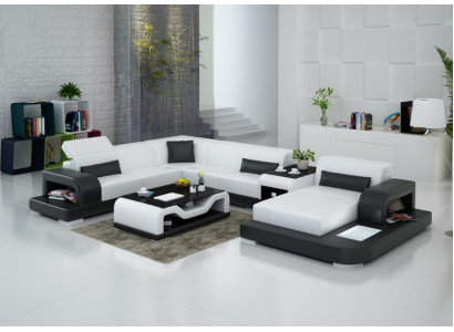 Leather sofa Couch Living landscape Corner sofa Corner Suite Design Modern Sofa G8006