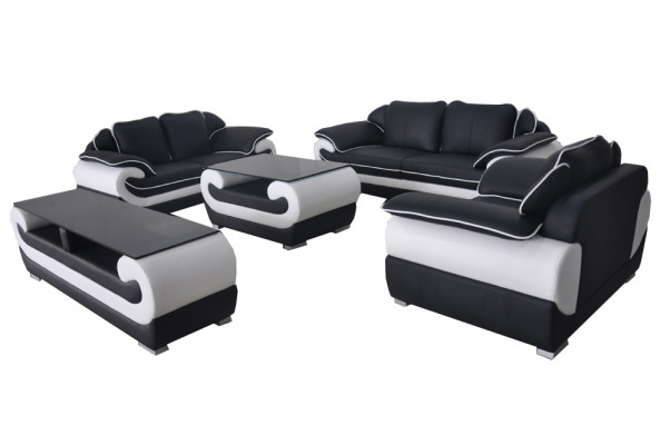 Leather Modern XXL Couch Living landscape Leather Sofa Sofa Suite 3+2+1 D04 + Table
