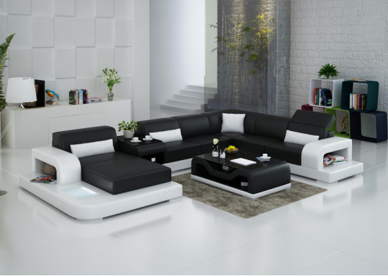 Leather Corner Sofa Corner Living landscape Suite Design Modern Couch Sofas U-shape G8006