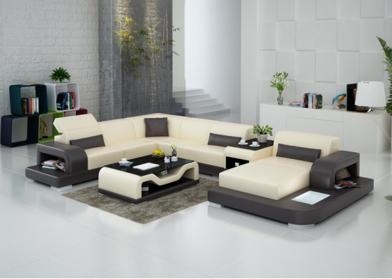 Leather Corner Sofa Corner Living landscape Suite Design Modern Couch Sofas U-shape G8006