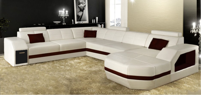 Living landscape Leather sofa Couch Corner sofa Eck Suite Design Modern Sofa with USB