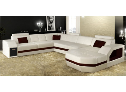 Living landscape Leather sofa Couch Corner sofa Eck Suite Design Modern Sofa with USB