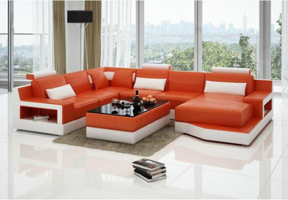 Leather sofa Corner sofa + USB Suite Living landscape Upholstery U-shape Couch Sofa Design