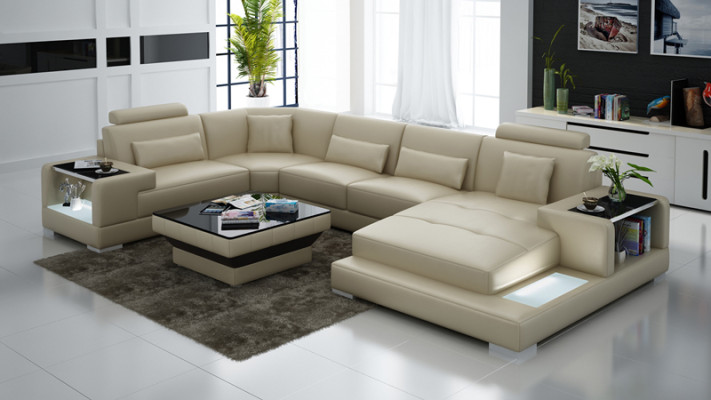 Living landscape Upholstery Corner Corner Sofa with USB Suite Landschaft Leather Wetzlar