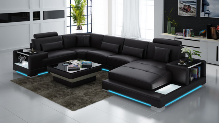 Living landscape Upholstery Corner Corner Sofa with USB Suite Landschaft Leather Wetzlar