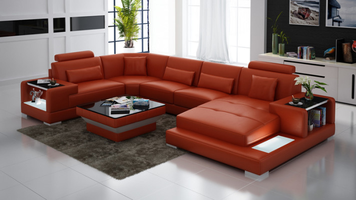 Living landscape Upholstery Corner Corner Sofa with USB Suite Landschaft Leather Wetzlar