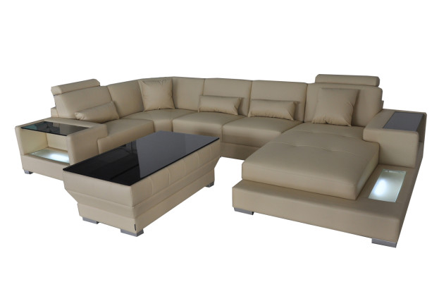 Leather sofa Sofa with USB,Upholstery Corner Corner sofa Living landscape Designer sofa Rodos