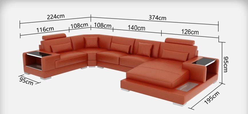 Leather sofa Sofa with USB,Upholstery Corner Corner sofa Living landscape Designer sofa Rodos