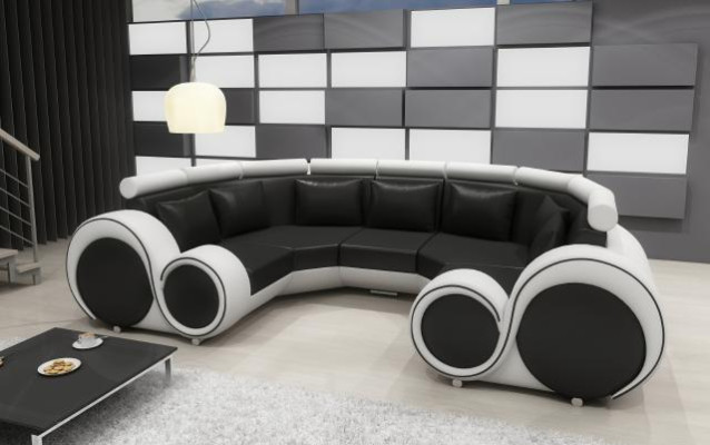 exclusive s Modern leather sofa from Premium Imitation leather with wooden frame