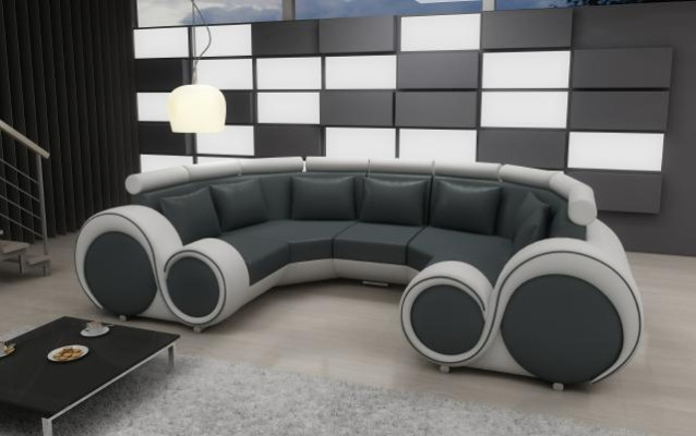 exclusive s Modern leather sofa from Premium Imitation leather with wooden frame