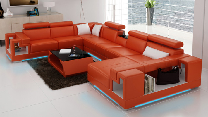 Leather sofa sofa couch living landscape corner sofa corner suite design modern U K5001