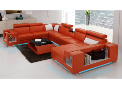 Leather sofa sofa couch living landscape corner sofa corner suite design modern U K5001